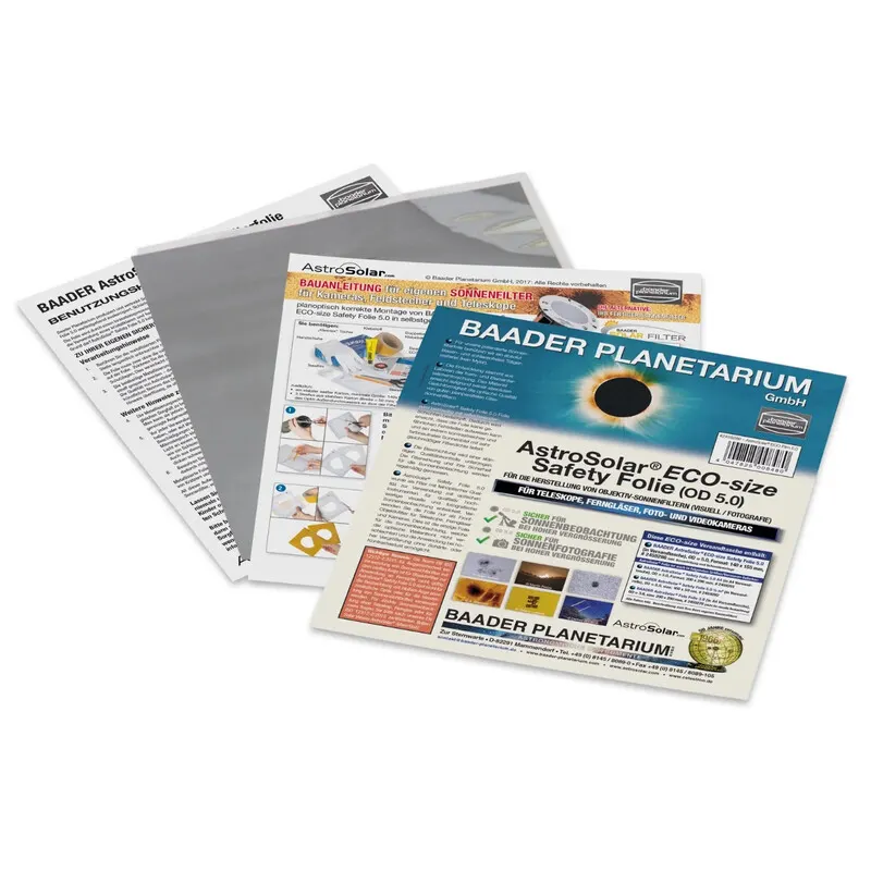 Baader — Lámina de filtro solar AstroSolar® ECO OD 5.0 (140×155 mm)