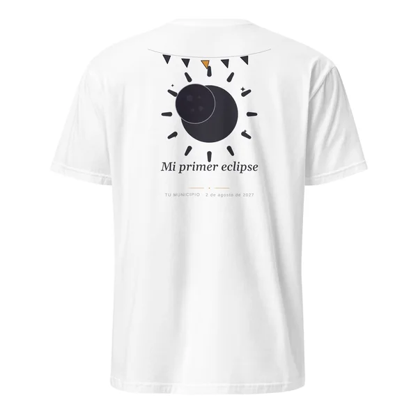 Eclipse T-shirt · front and back, “My first eclipse” design, in white