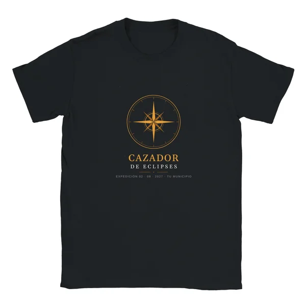 T-Shirt zur Sonnenfinsternis · Kinder, Motiv „Finsternisjäger“, in schwarz