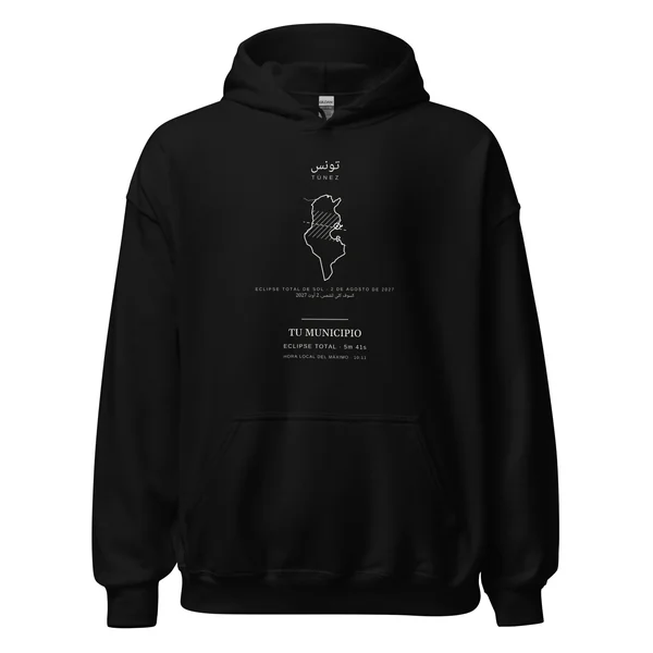 Hoodie de l’éclipse, motif « Édition Tunisie », en noir