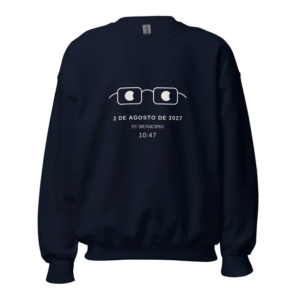 Sweatshirt zur Sonnenfinsternis, Motiv „Die Finsternisbrille“, in marineblau