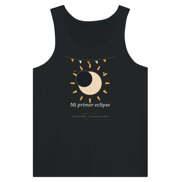 Tanktop zur Sonnenfinsternis, Motiv „Meine erste Sonnenfinsternis“, in schwarz