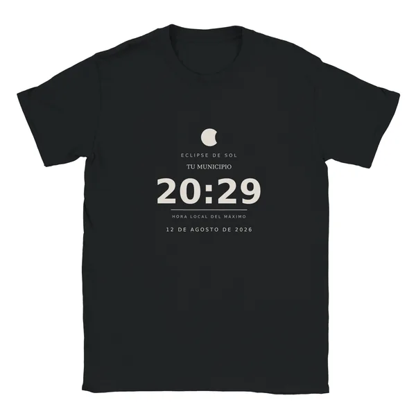 Eclipse T-shirt · kids, “The exact time” design, in black
