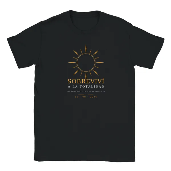 T-shirt de l’éclipse · enfant, motif « J’ai survécu à la totalité », en noir