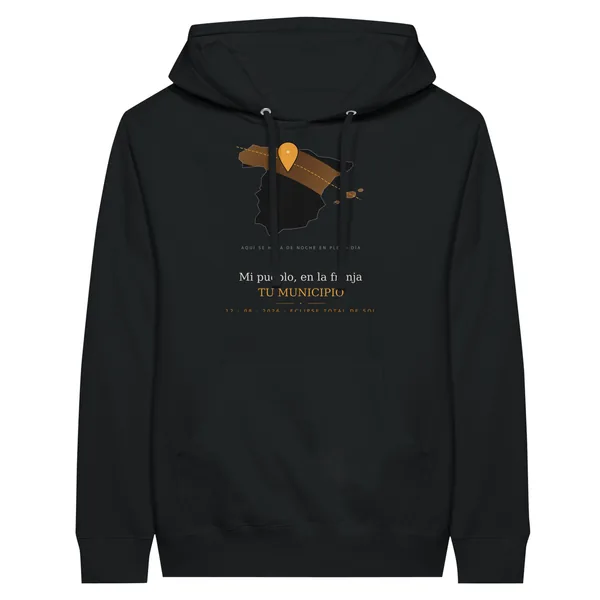 Hoodie de l’éclipse, motif « Ma commune dans la bande », en noir