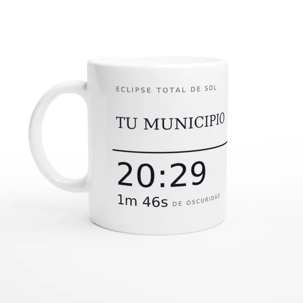 Mug de l’éclipse, motif « La ligne de la totalité », en blanc